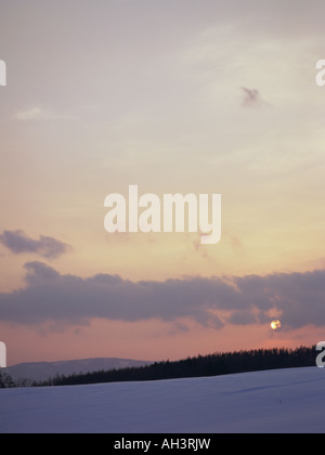 Champ couvert de neige dans la région de Hokkaido, Japon Banque D'Images