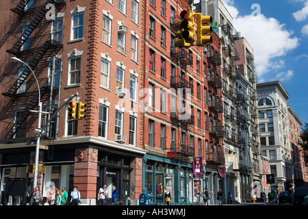 Les bâtiments en brique LOFT SPRING STREET, SOHO NEW YORK CITY USA Banque D'Images