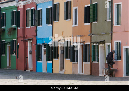 Burano Venise Détail bâtiments colorés Banque D'Images