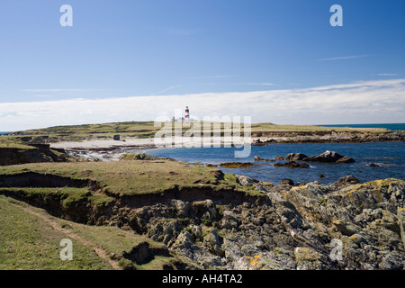 Phare sur Bardsey island North Wales United Kingdom Banque D'Images