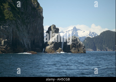 Entrée d'Aialik Bay dans le Parc National de Kenai Fjords de l'Alaska États-Unis Banque D'Images