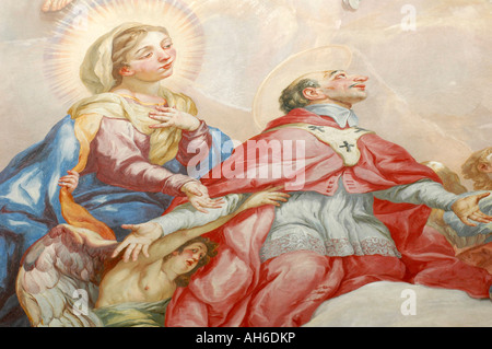 Murales catholique dans l'église St Charles à Vienne Autriche Banque D'Images