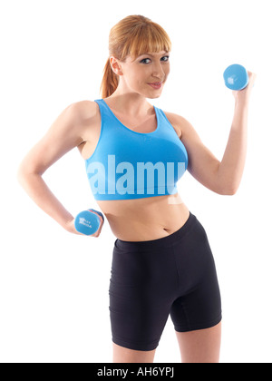 Young woman lifting weights parution modèle Banque D'Images