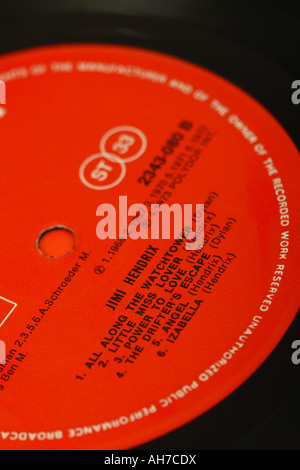 Jimi Hendrix album LP record track listing Banque D'Images