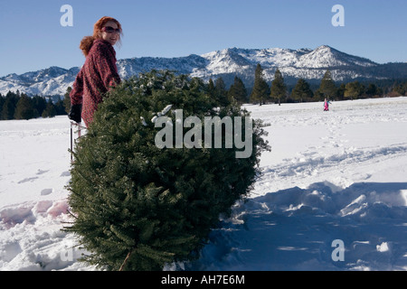 Young woman standing by a tree Banque D'Images