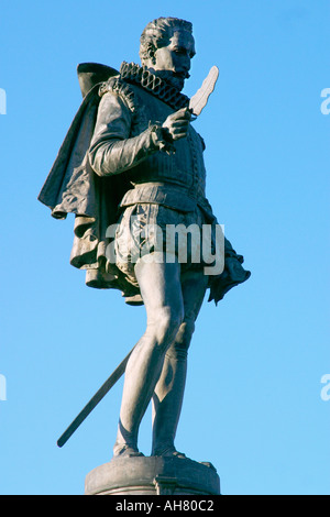 Alcala de Henares madrid province espagne statue de Miguel Cervantes 1547 1616 né à alcala Banque D'Images