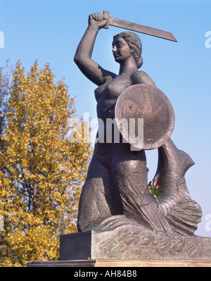 Pologne Varsovie monument mermaid Banque D'Images