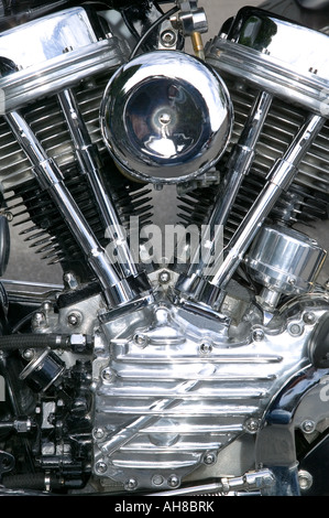 Chrome moteur sur une moto custom close up Banque D'Images