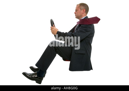 Concept shot of a businessman au volant d'une voiture de société écologique Banque D'Images