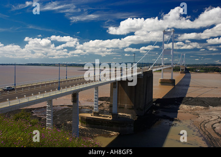 Vieille Severn Bridge, traversant l'estuaire de la Severn entre pays de Galles et l'Angleterre, Royaume-Uni Banque D'Images