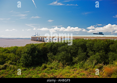 Deuxième Severn Bridge, traversant l'estuaire de la Severn entre pays de Galles et l'Angleterre, Royaume-Uni Banque D'Images