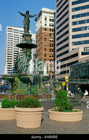 Tyler Davidson Fontaine sur la place de la ville de Cincinnati (Ohio) Banque D'Images