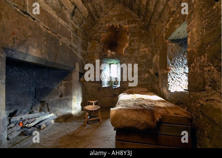 À l'intérieur de la chambre à coucher dans 'Preston Pele Tower' 'Grande-bretagne' Northumberland Banque D'Images