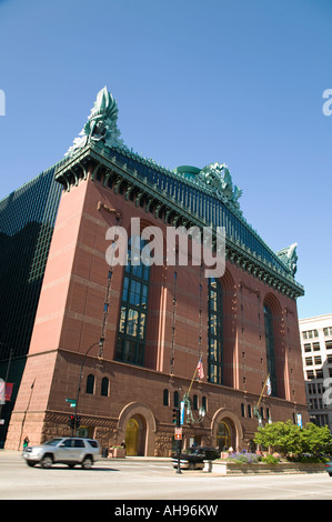 Chicago Illinois extérieur de Harold Washington Library Center sur l'État et de rues Congrès installation publique Banque D'Images