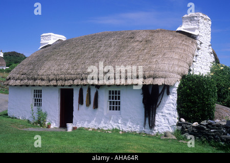 Cregneash, Île de Man, Harry Kelly's cottage traditionnel crofters Manx Banque D'Images