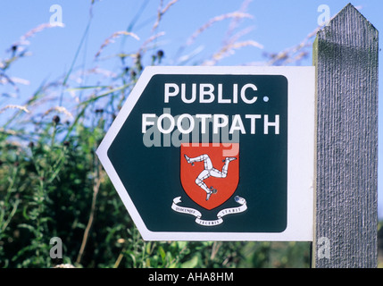 Île de Man Manx symbole sur sentier signe waymark doigt poster UK Banque D'Images