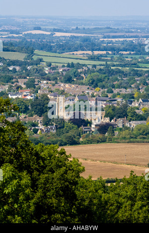 La ville de Cotswold Winchcombe vu de Cleeve Common près de Cheltenham, Gloucestershire Banque D'Images