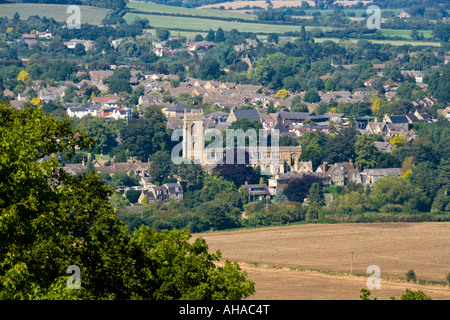 La ville de Cotswold Winchcombe vu de Cleeve Common près de Cheltenham, Gloucestershire Banque D'Images