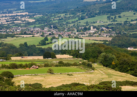 La ville de Cotswold Winchcombe vu de Cleeve Common près de Cheltenham, Gloucestershire Banque D'Images