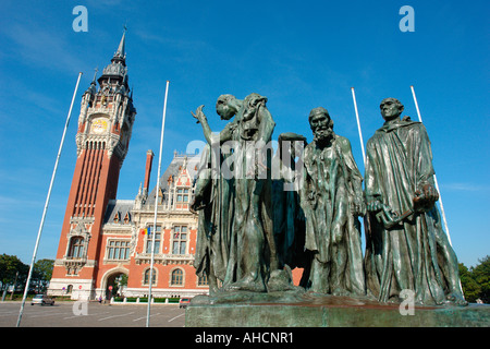 Célèbre sculpture de Rodin  : les Bourgeois de Calais (France) Calais-Northern Banque D'Images