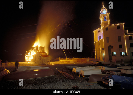 Feu de San Fortunato Camogli Ligurie Italie Banque D'Images