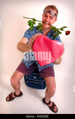 STUDIO PORTRAIT ILLUSTRANT LES HOMMES VA EN VACANCES À TROUVER L'AMOUR Banque D'Images