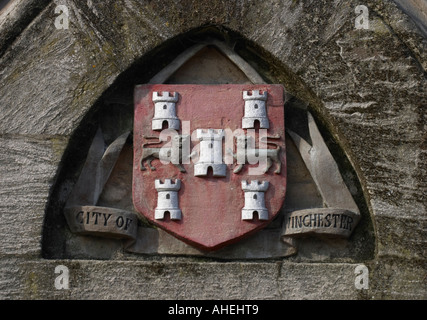 Armoiries de la ville de Winchester au 19e siècle Winchester Guildhall Hampshire Angleterre Banque D'Images