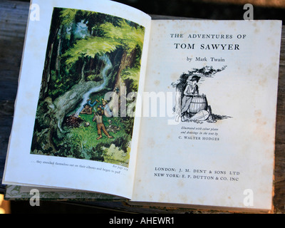 Une première illustration de l'édition anglaise de l'enfance classic Tom Sawyer par auteur américain Mark Twain Banque D'Images