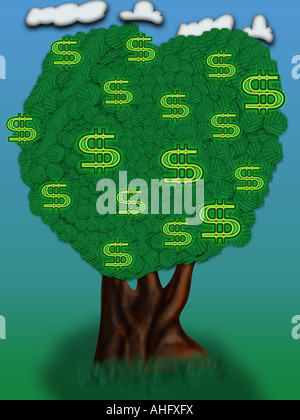 Illustration du signe dollar Conceptual illustration de l'arbre de l'argent Faisant des Idées Banque D'Images