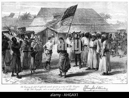 Dr Livingstone, je présume que la fameuse rencontre à Ujiji le 10 novembre 1871 tel que décrit par Henry Stanley Banque D'Images