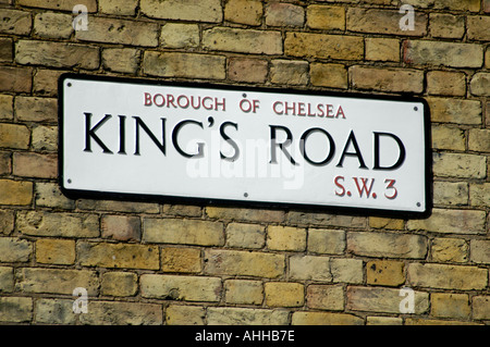 Le King's Road sign, Kensington & Chelsea, London, England, UK Banque D'Images