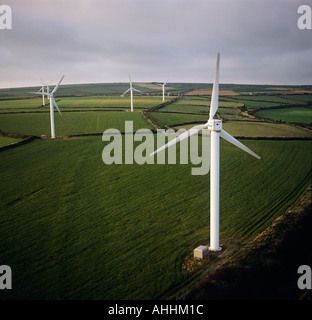 Première UK Wind Farm Cornwall Delabole vue aérienne Banque D'Images
