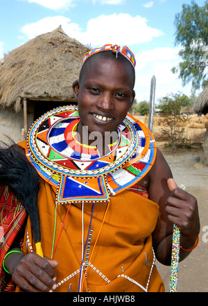 Le sourire de l'Afrique de l'Afrique masaï Kenya Tanzanie tribu Banque D'Images