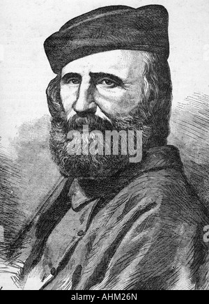 Garibaldi, Giuseppe, 4.7.1807 - 2.6.1882, combattant italien de la liberté, portrait, gravure, XIXe siècle, Banque D'Images