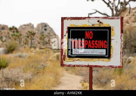 Aucun signe d'intrusion le parc national Joshua Tree Twentynine Palms California USA Banque D'Images