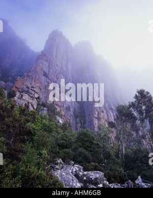 Falaises de dolérite nick nommé le tuyaux d'orgue sur Mt Wellington Tasmanie Australie Banque D'Images