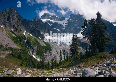 North Cascades National Park, WA : face ouest du mont Shuksan avec Curtis Glacier Banque D'Images