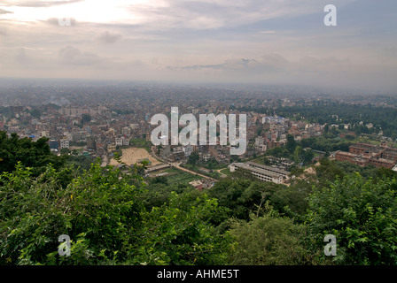 Avis de Kathmandhu du temple au Népal Katmandou Swayambhunath Banque D'Images