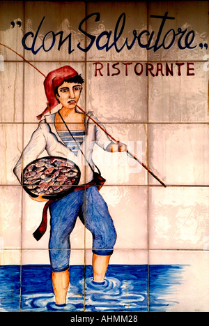 Restaurant Cafétéria Naples Italie pêche pêcheur Poisson 600x600 Banque D'Images