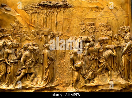 Porte du Paradis Lorenzo Ghiberti Florence Firenze Italie Nouveau Testament Duomo Campanile Banque D'Images