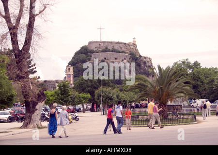 La Spianada et vieux Fortres, Kerkyra, Corfou, Grèce, Europe, Banque D'Images