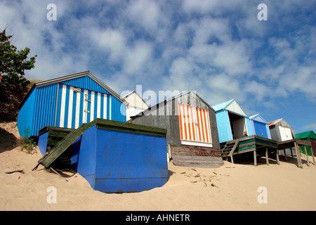 Abersoch Gwynedd au Pays de Galles Borth Fawr cabanes de plage Banque D'Images