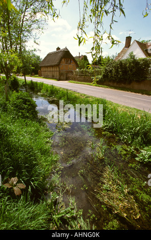 Royaume-uni Hampshire Rockbourne stream longeant la rue principale Banque D'Images