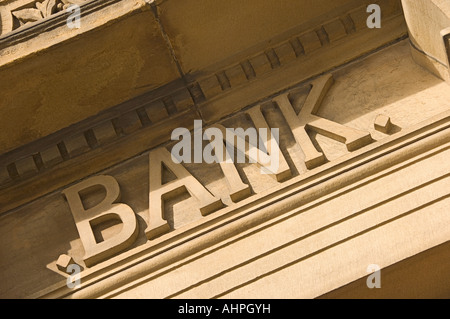 Ancienne Banque, Knaresborough signe au nord Yorkshire Angleterre Royaume-Uni Royaume-Uni GB Grande Bretagne Banque D'Images