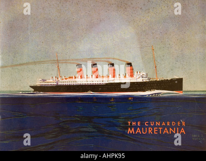 Cunard Line brochure promotionnelle pour la Mauritanie vers 1930 Banque D'Images