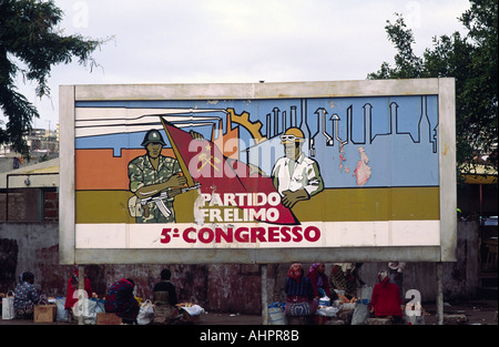 Panneau du congrès du parti Frelimo. Maputo, Mozambique Banque D'Images