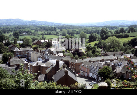 Le centre-ville de Montgomery et paysage, Powys, Wales, UK Banque D'Images