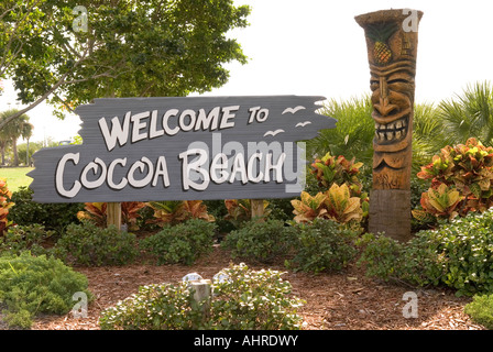 Cocoa Beach Floride Welcome Sign Banque D'Images