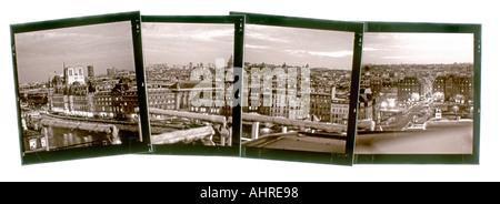 Montage organisé', 'PARIS France Sommaire Scène panoramique cityscape at Night avec 'Seine River' Photos Banque D'Images