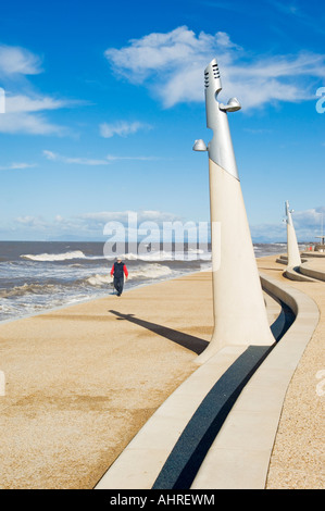 Défenses sur mer cleveleys/pour aider à protéger contre les inondations et les effets de la hausse du niveau de la mer due au réchauffement climatique Banque D'Images